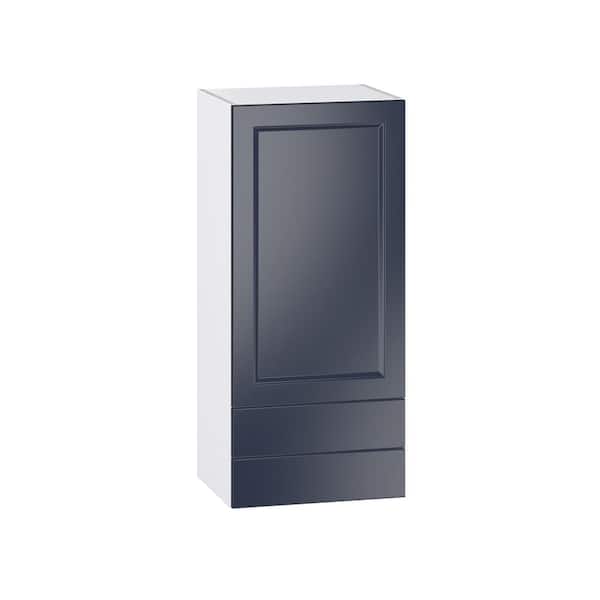 J COLLECTION Laramie 18 in. W x 14 in. D x 40 in. H Assembled Wall Kitchen Cabinet in Painted Blue with 2 Drawers