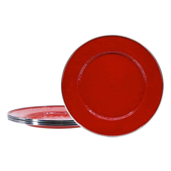 Golden Rabbit Solid Red 10.5 in. Enamelware Round Dinner Plates (Set of 4)  RR07S4 - The Home Depot