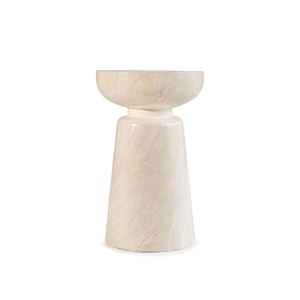 Grover Faux Stone Chalice Outdoor Side Table in White