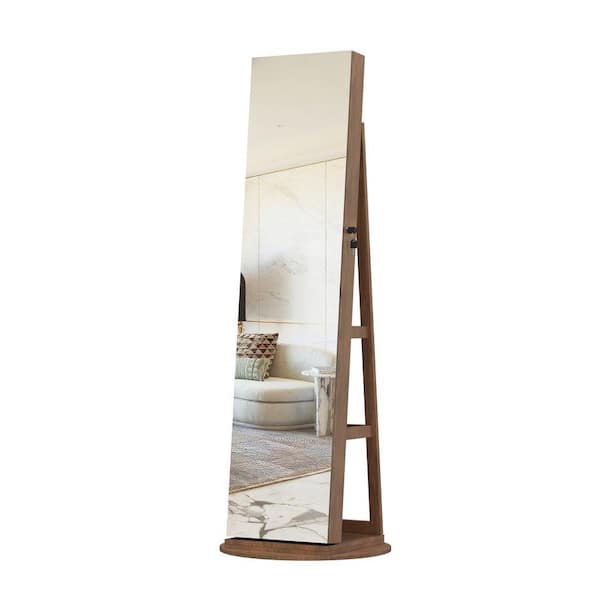 360° Rotating Standing Swivel Jewelry Armoire Organizer w/ Full