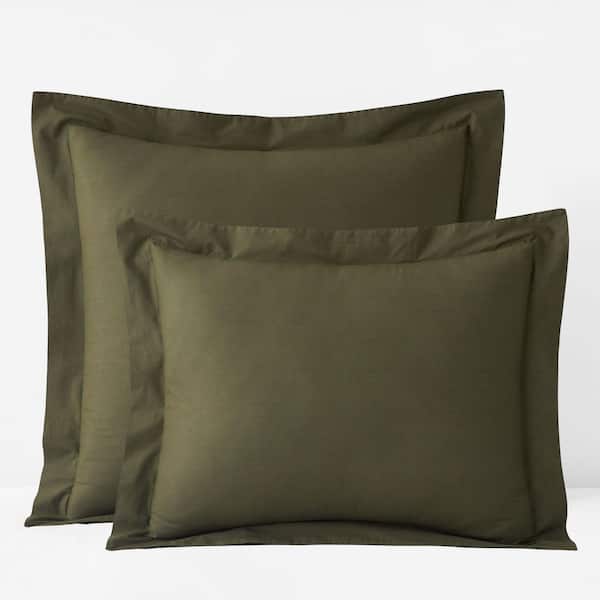 Company Cotton Garment Wash Olive Cotton Percale Standard Sham
