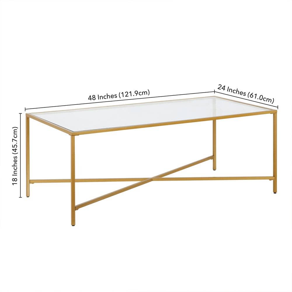 Henley Rectangular Brass Finish Coffee Table with Glass Top