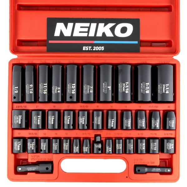 3/8 in. and 1/2 in. Drive SAE and Metric Impact Socket Set (38-Piece)