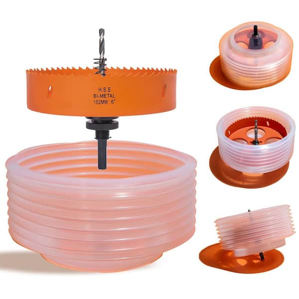 Unbranded 6 in. Hole Cutter with Dust Bowl Catcher for LED Recessed Lighting Bi-Metal Construction for Wood Metal Drywall