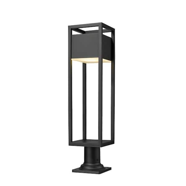 Barwick 1-Light Black 29 in. LED Aluminum Hardwired Outdoor Weather Resistant Pier Mount Light Set