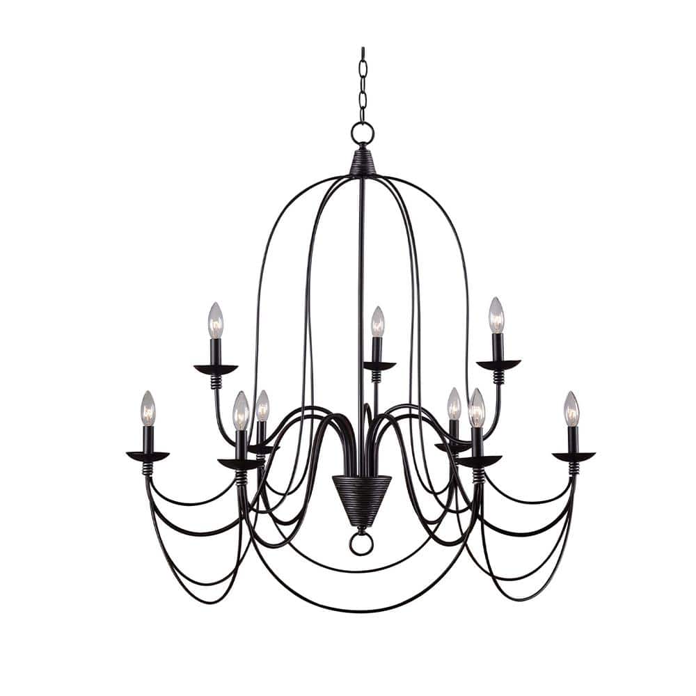 Blakely 9-Light Black No Decorative Accents Candlestick Tiered Chandelier f
