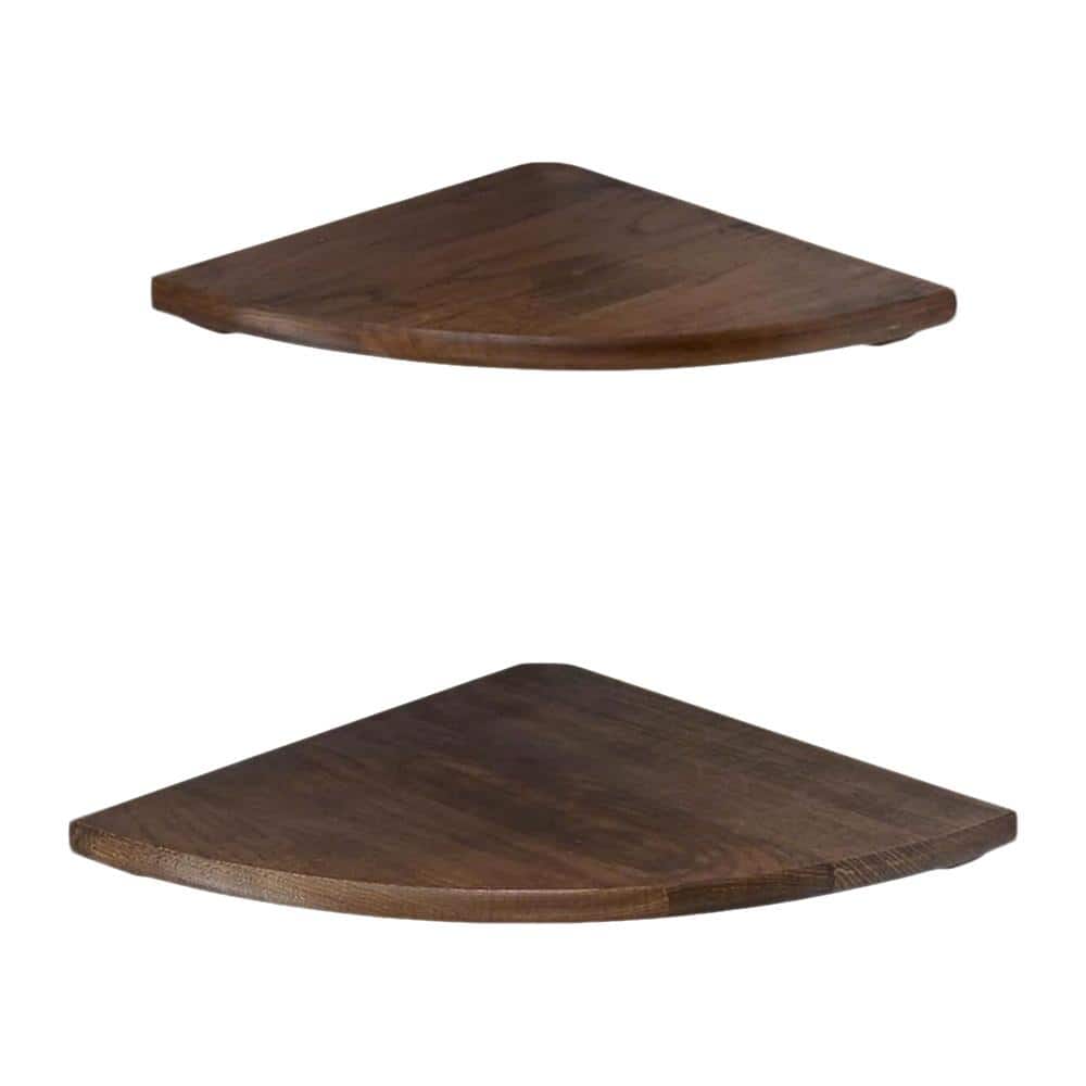 8.7 in. Walnut Round Solid Wood Corner Floating Shelves Set of 2 price history on PriceWatchPro
