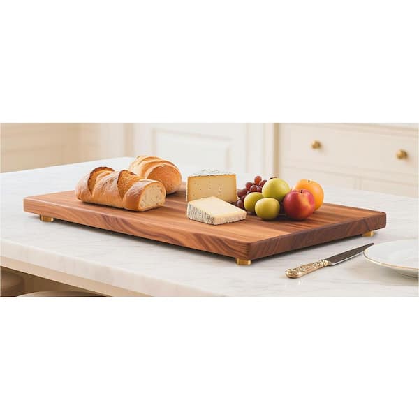 8-Piece 1 in. Solid Brass Cutting Board Feet with Non-Slip Rubber Pads, Mounting Screws and Drill Bits