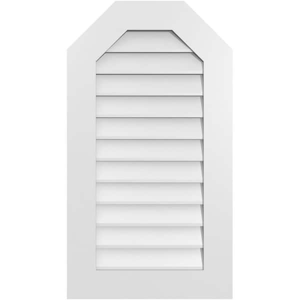 Ekena Millwork 20 in. x 36 in. Octagonal Top Surface Mount PVC Gable Vent: Decorative with Standard Frame