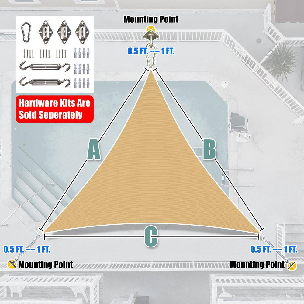 Sand Beige 8' x 8' x 8' Triangle Sun Shade Sail Canopy