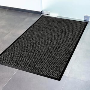 Lisa Black 48 in. x 32 in. Blue Polyester Sheltered large Front Door Mat