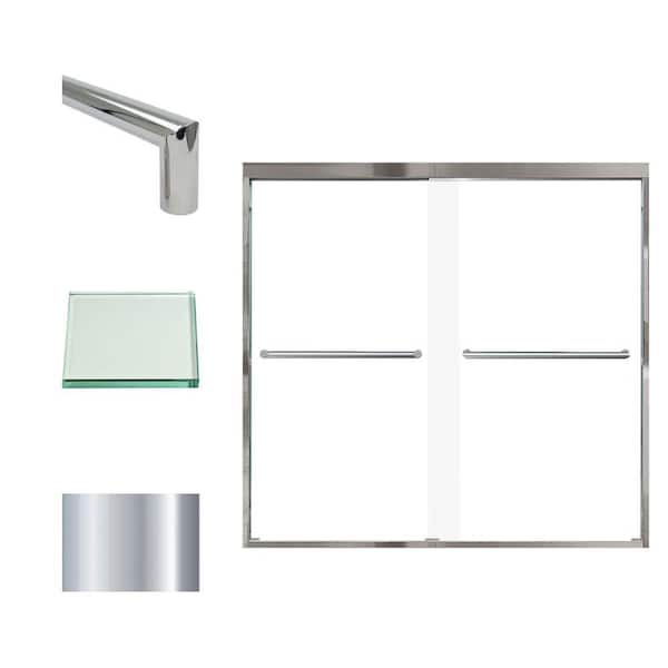 Transolid Frederick 59 in. W x 58 in. H Sliding Semi-Frameless Shower Door in Polished Chrome with Clear Glass