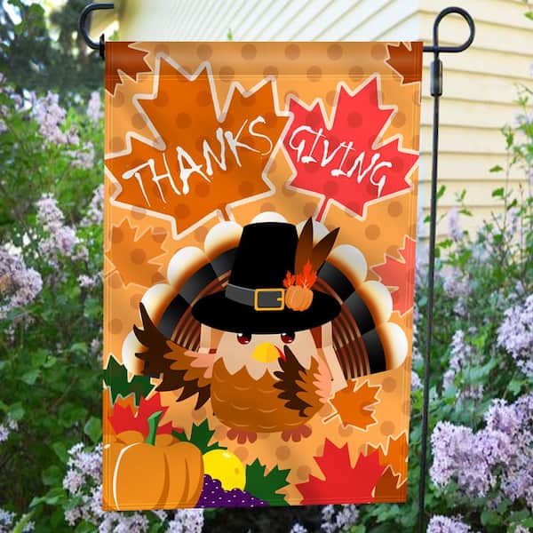 Prashent Happy Thanksgiving Garden Flag Fall Garden Flag Turkey Fall Decorations Double Sided Burlap House Flags for Home Decor Indoor Outdoor Thanksgiving Decorations 12 x 18 Inch