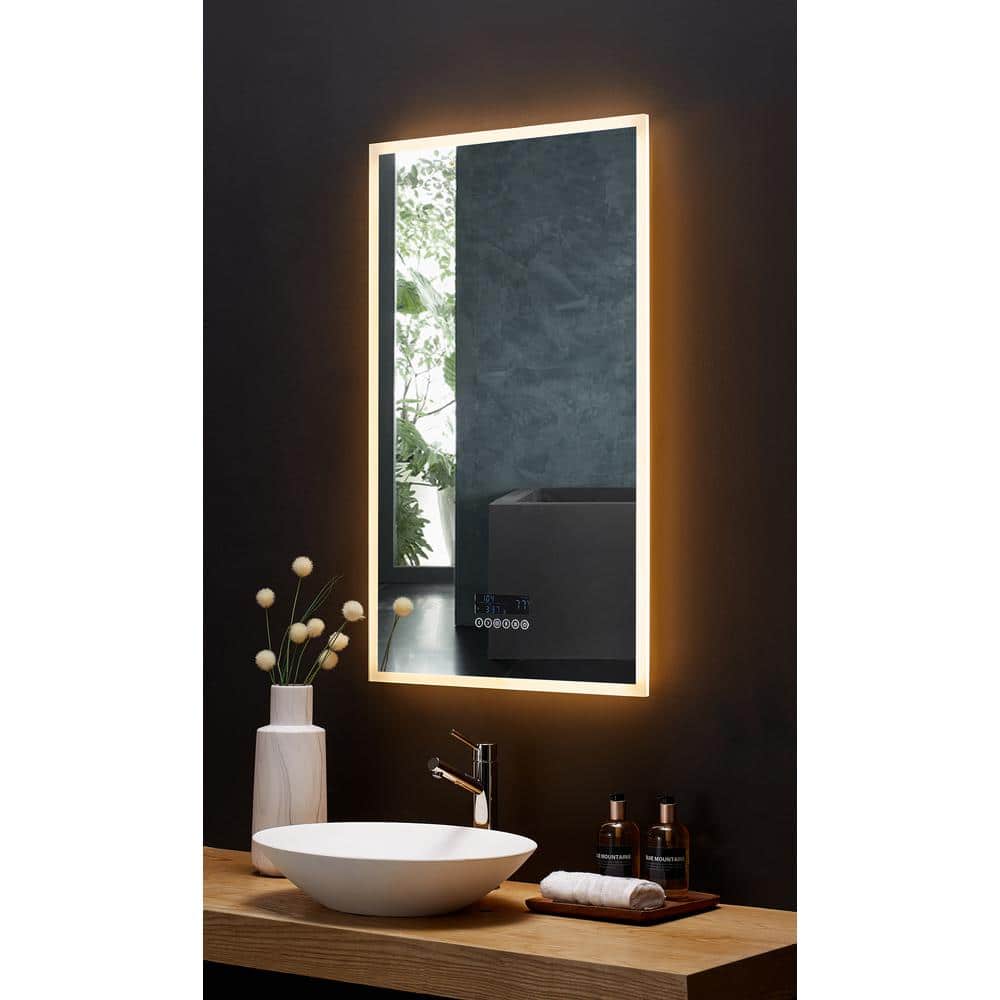 Rectangular Frameless LED Bathroom Vanity Mirror with Bluetooth