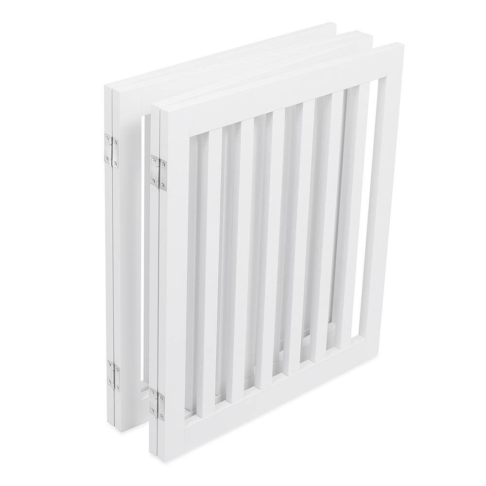White 24" Tall 4-Panel Freestanding Wooden Pet Gate