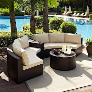 Catalina 4-Piece Wicker Outdoor Sectional Set with Sand Cushions