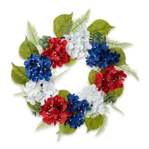 22 in. H Patriotic/Americana Hydrangea Wreath