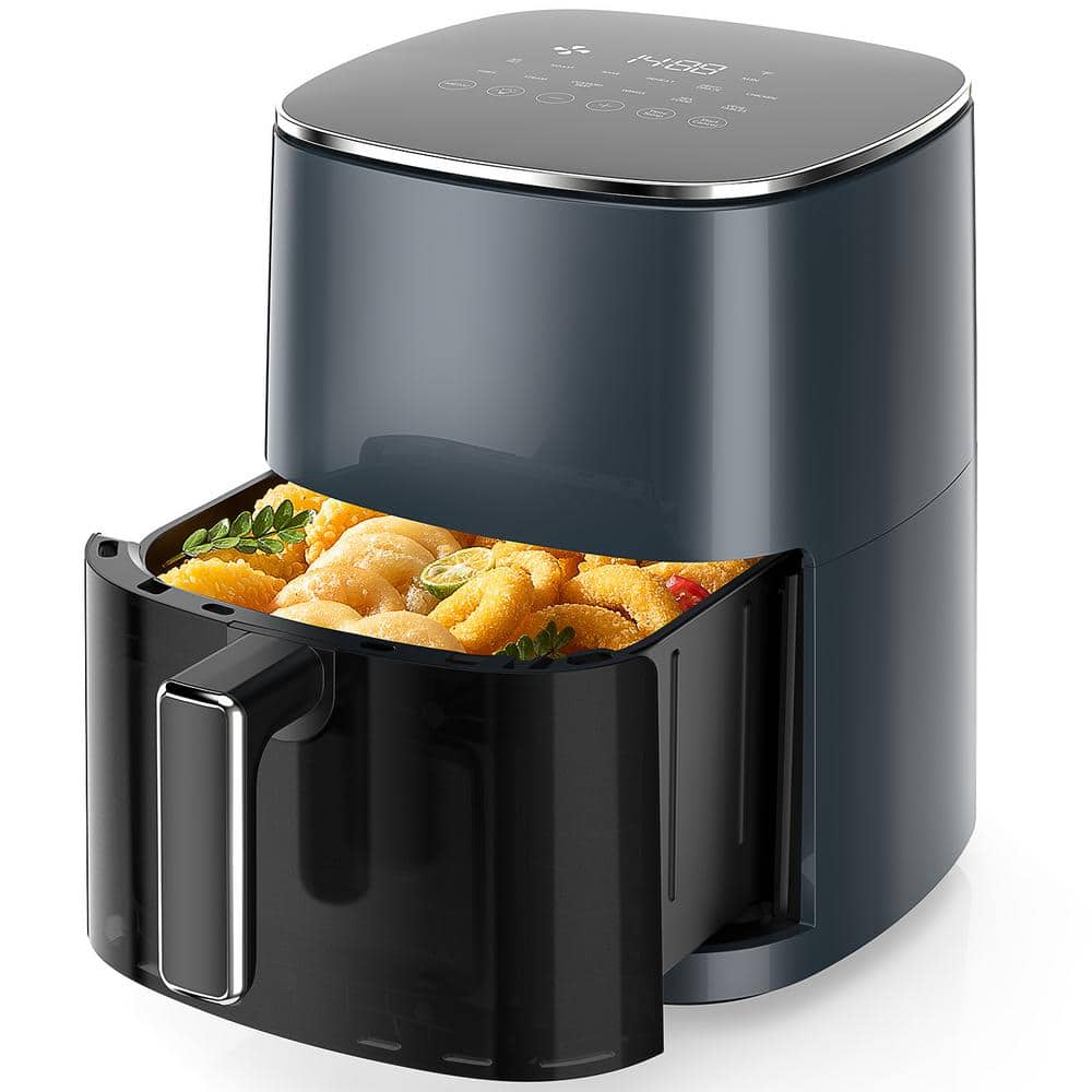 6 qt. Gray Air Fryer with Window Square, 12-in-1 Air Fry, Roast, Reheat, De