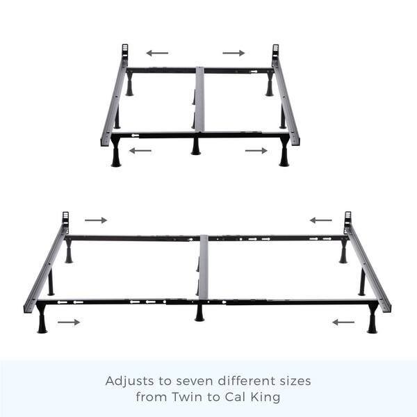 Brookside Universal Adjustable Metal Bed Frame With Center Support Rug Rollers Bs6633 The Home Depot Brookside Universal Adjustable Metal, King Metal Bed Frame Center Support
