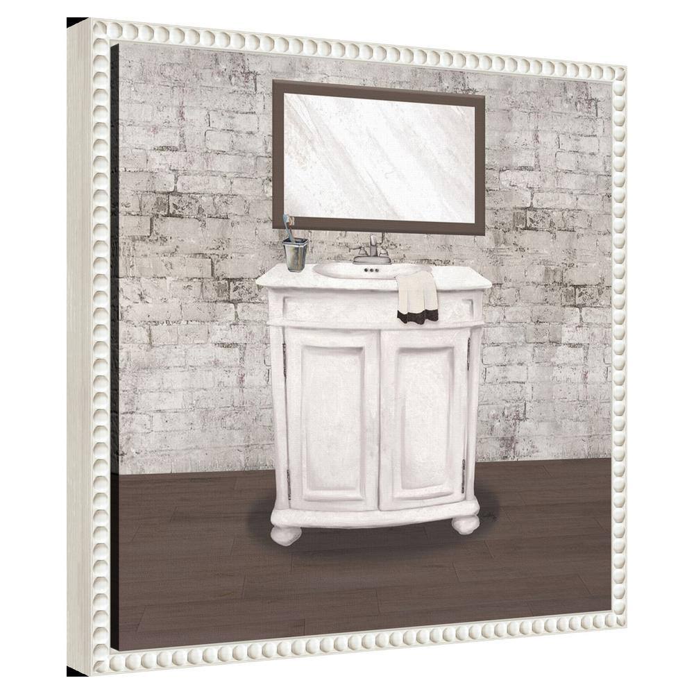 Brick Bath II White Canvas Wall Art with Beaded Frame
