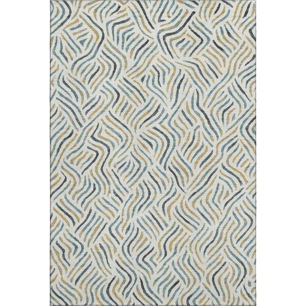 Mayfield Premium Machine Washable Abstract AMF2474 Ivory 9 ft. x 12 ft. Area Rug
