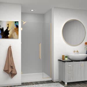 Elizabeth 40 in. W x 76 in. H Hinged Frameless Shower Door in Champagne Bronze with Clear Glass