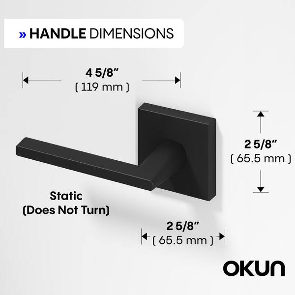 Okun Quadra Brass Matte Black Dummy Door Handle with Square