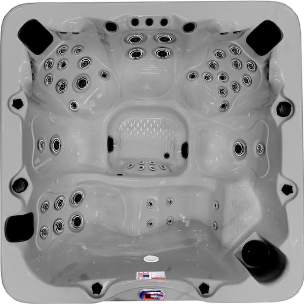 American Spas 6-Person 56-Jet 240-Volt Premium Acrylic Lounge Spa Standard Hot Tub with Bluetooth Sound System and LED Waterfall