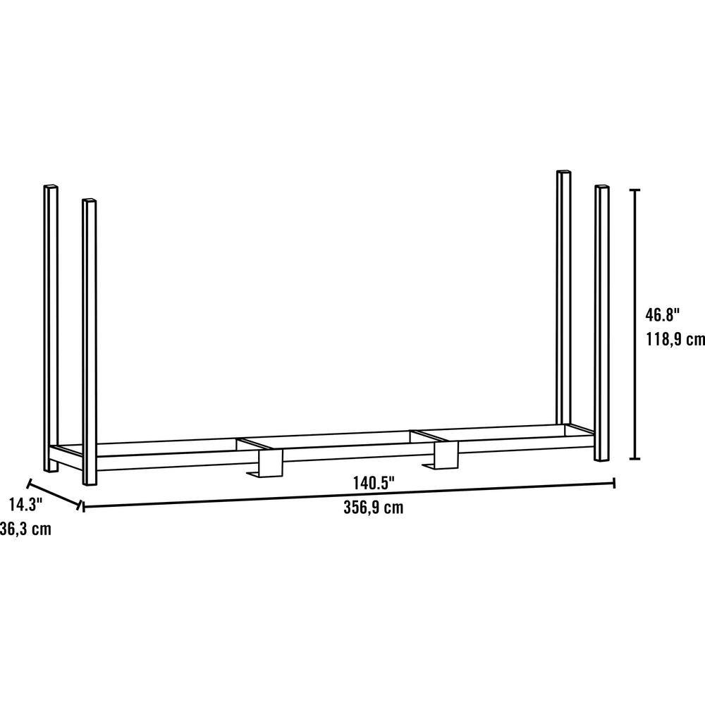Ultra-Duty Black Steel 12 ft Firewood Log Rack