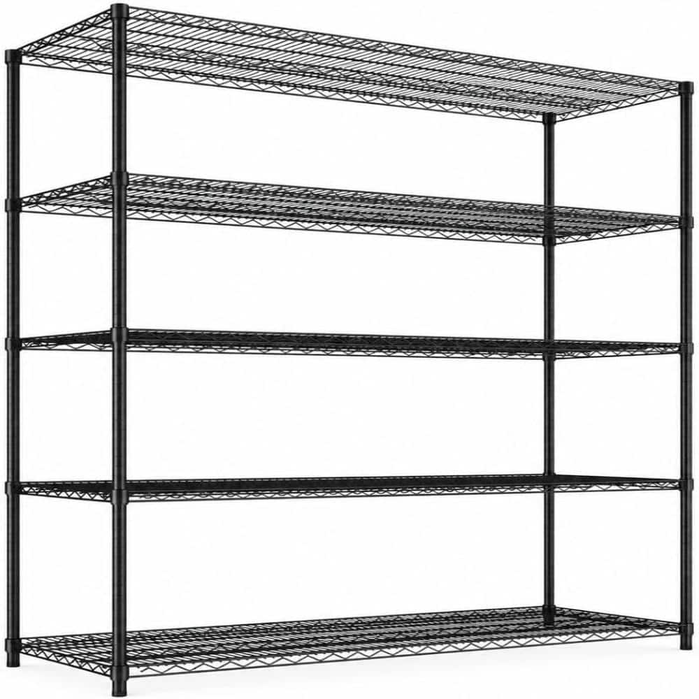 "59""Lx23.6""Wx76.8""H 5-Tier Wire Shelving Storage Rack Heavy Duty Metal Shelf Unit Height Adjustable for Garage Kitchen" price history on PriceWatchPro