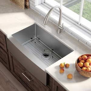 Standart PRO 36 in. Farmhouse/Apron-Front Single Bowl 16 Gauge Stainless Steel Kitchen Sink with Accessories