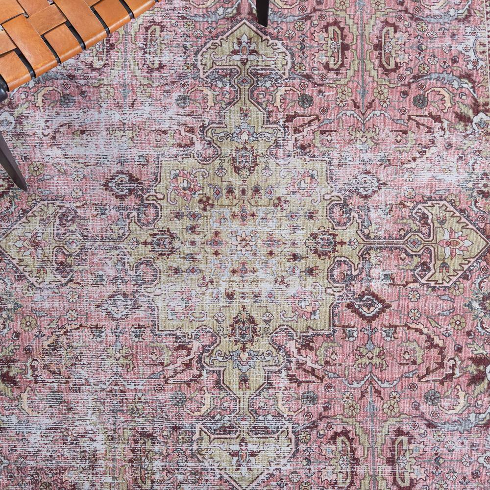 Tucson 6' x 6' Pink/Beige Synthetic Washable Area Rug
