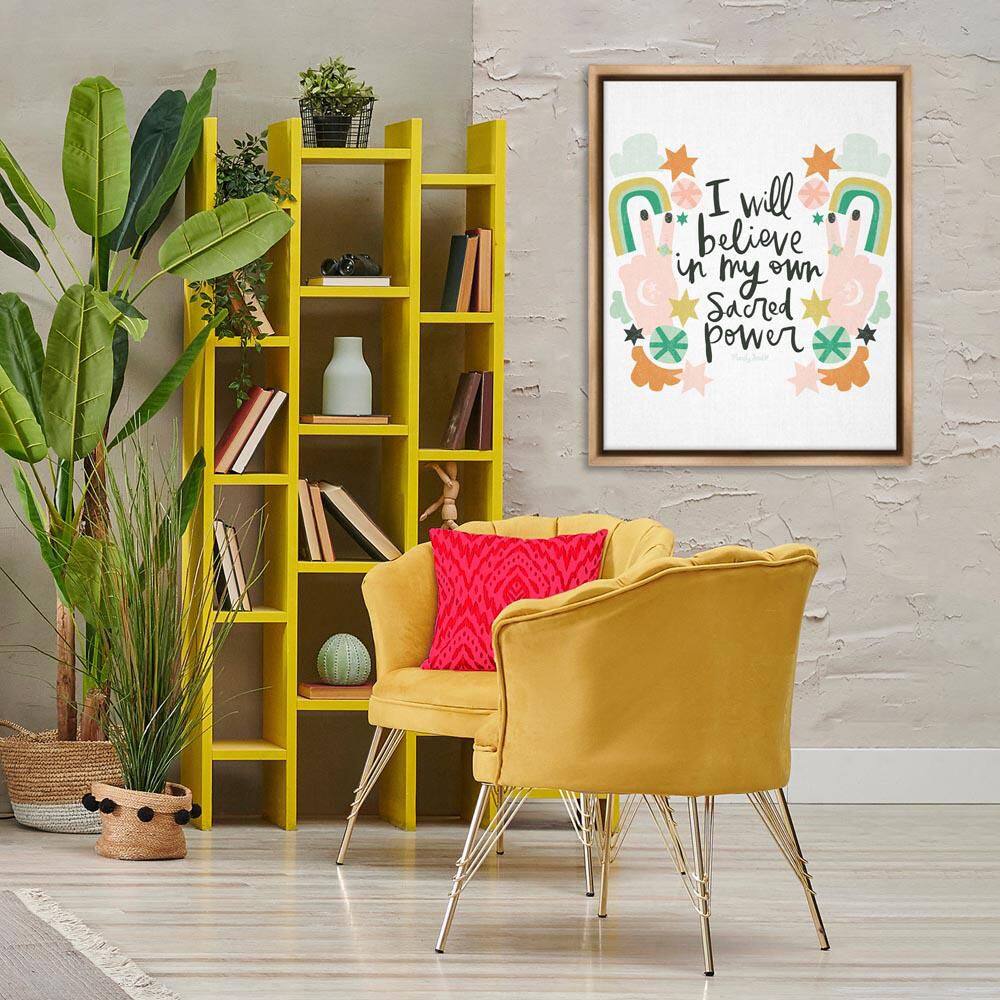 Empowering Sacred Power Sentiment Brown Floater Frame Typography Graphic Art Print 31 in. x 25 in.