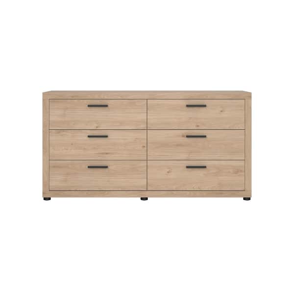 Tvilum Mira Jackson Hickory 6 Drawer W 60.47 in. Double Dresser