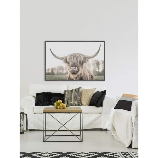 Cattle Portrait by Marmont Hill Floater Framed Canvas Animal Art Print 20  in. x 30 in. EXANI5110GWFF30 - The Home Depot