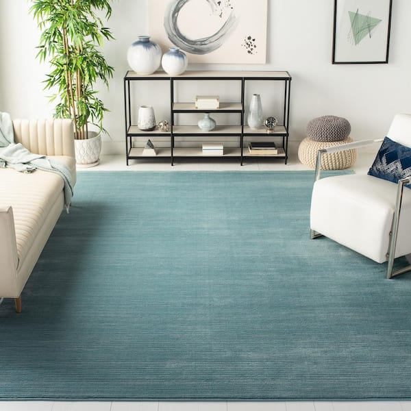 Vision Aqua 9 ft. x 9 ft. Solid Marle Square Area Rug