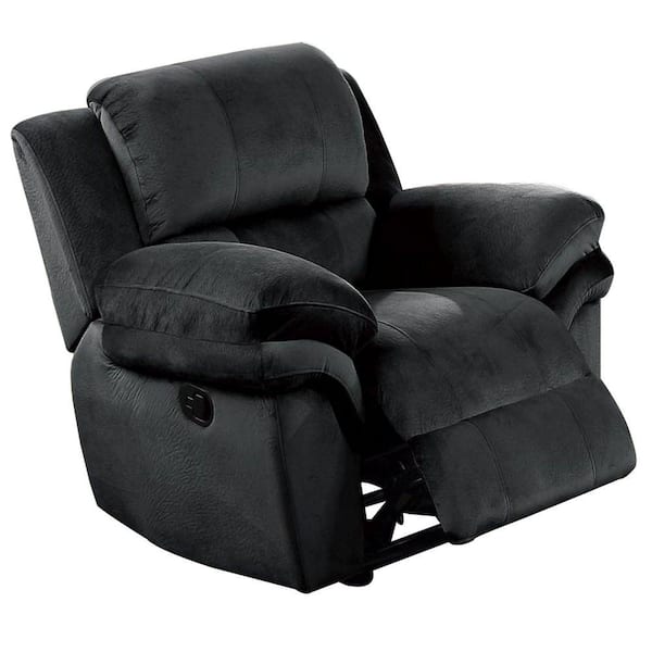 Benjara Gray Fabric Power Recliner with Pillow Top Arms