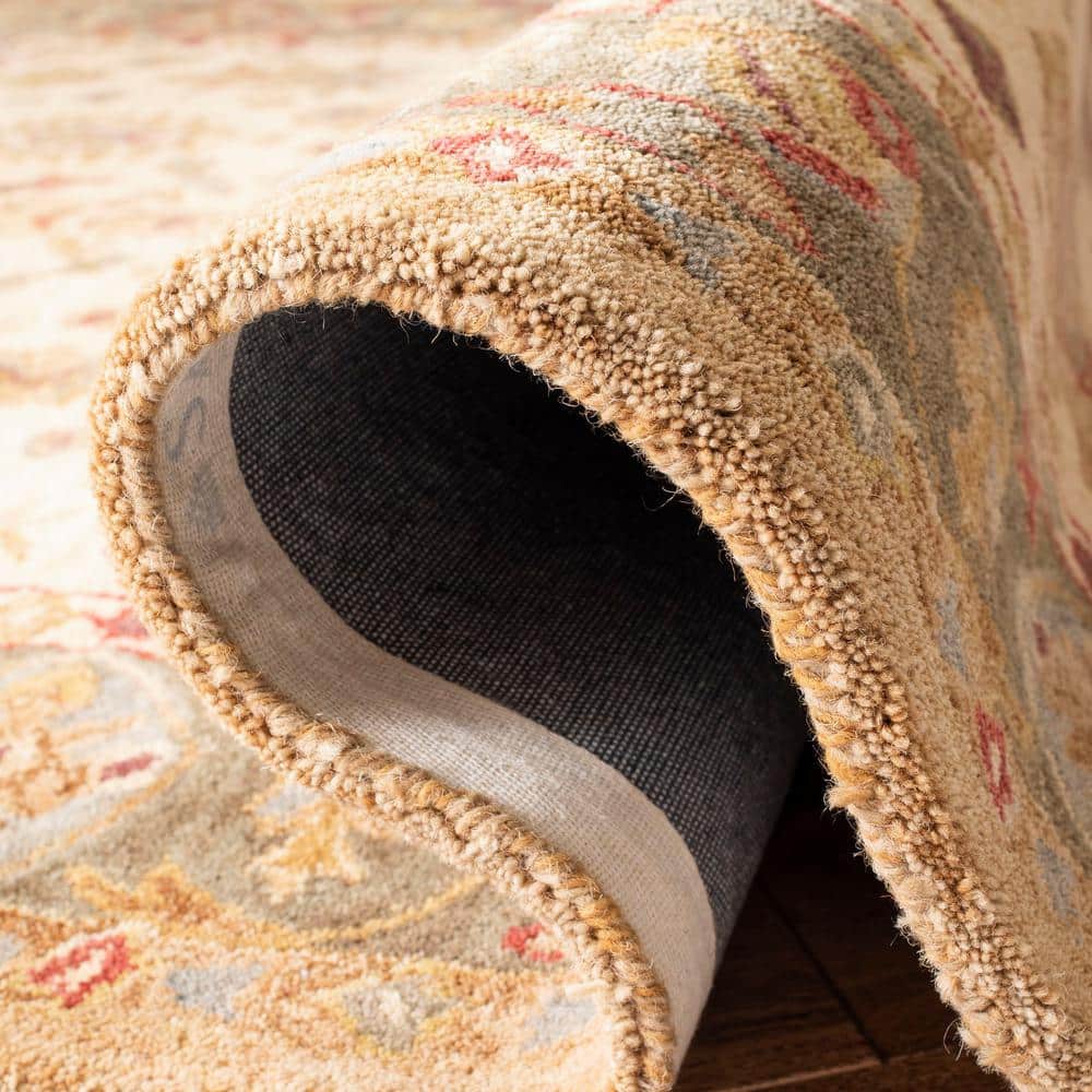 Ivory and Green Handmade Wool Tufted 8' x 10' Area Rug