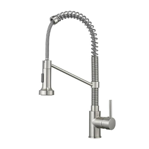 Lukvuzo Contemporary Single Handle Pull Out Sprayer Kitchen Faucet In Brushed Nickel 1600