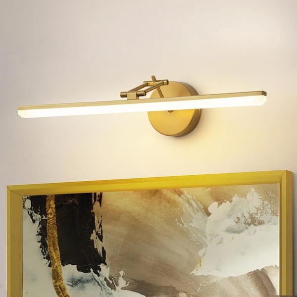 Kelly 1-Light 22.8 in. Gold Dimmable LED Vanity Light with Extendable Arm for Picture Light