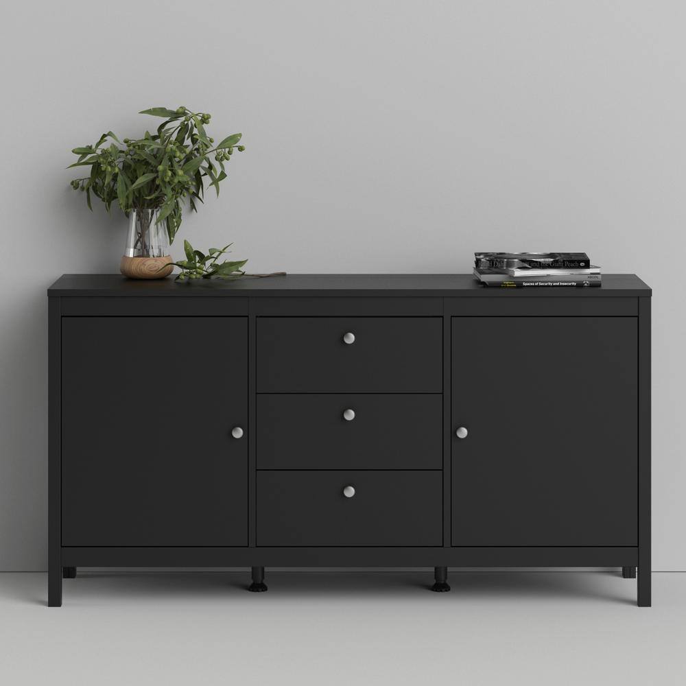 Madrid Black Matte 2 Door Sideboard with 3 Drawers