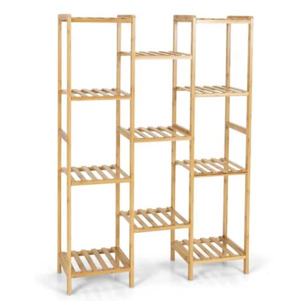 4-Tier Bamboo Wood Plant Stand for Living Room Balcony Garden