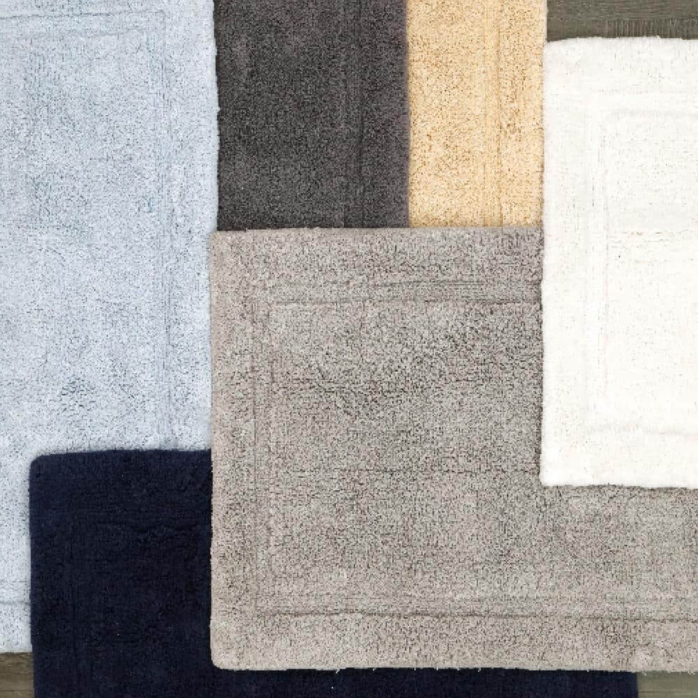 Lydia Pale Blue Cotton Non-Slip Bath Mat 17" x 24"