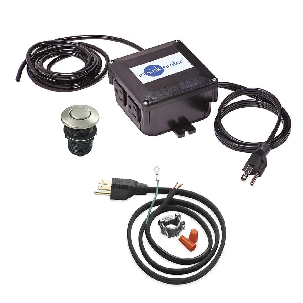 InSinkErator ft. Power Cord Kit  Dual Outlet Sink-Top Air Switch Kit w/  Satin Nickel Button for InSinkErator Garbage Disposal STS-00SN/CRD-00 The  Home Depot