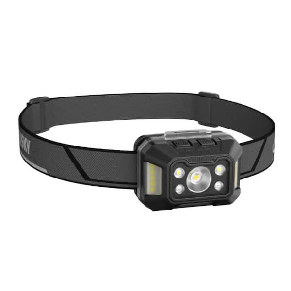 Husky 650 Lumens Dual-Power Broad Range LED Headlamp 7 Modes with USB Port and Rechargeable Battery