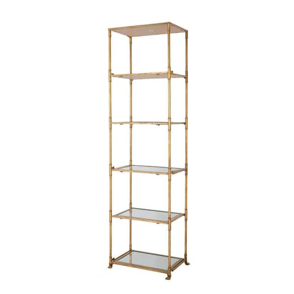 6-Tier Glass and Iron Frame Household Shelving Unit in Gold Finish (14.5 in. W x 70.5 in. H x 20 in. D