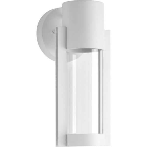 Progress Lighting Z-1030 LED Collection 1-Light White Clear Glass Modern Outdoor Small Wall Lantern Light