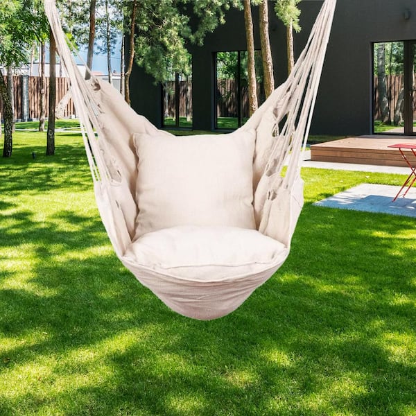 Unbranded 3.25 ft. Portable Rope Hammock Chair with Cushions and Carrying Bag