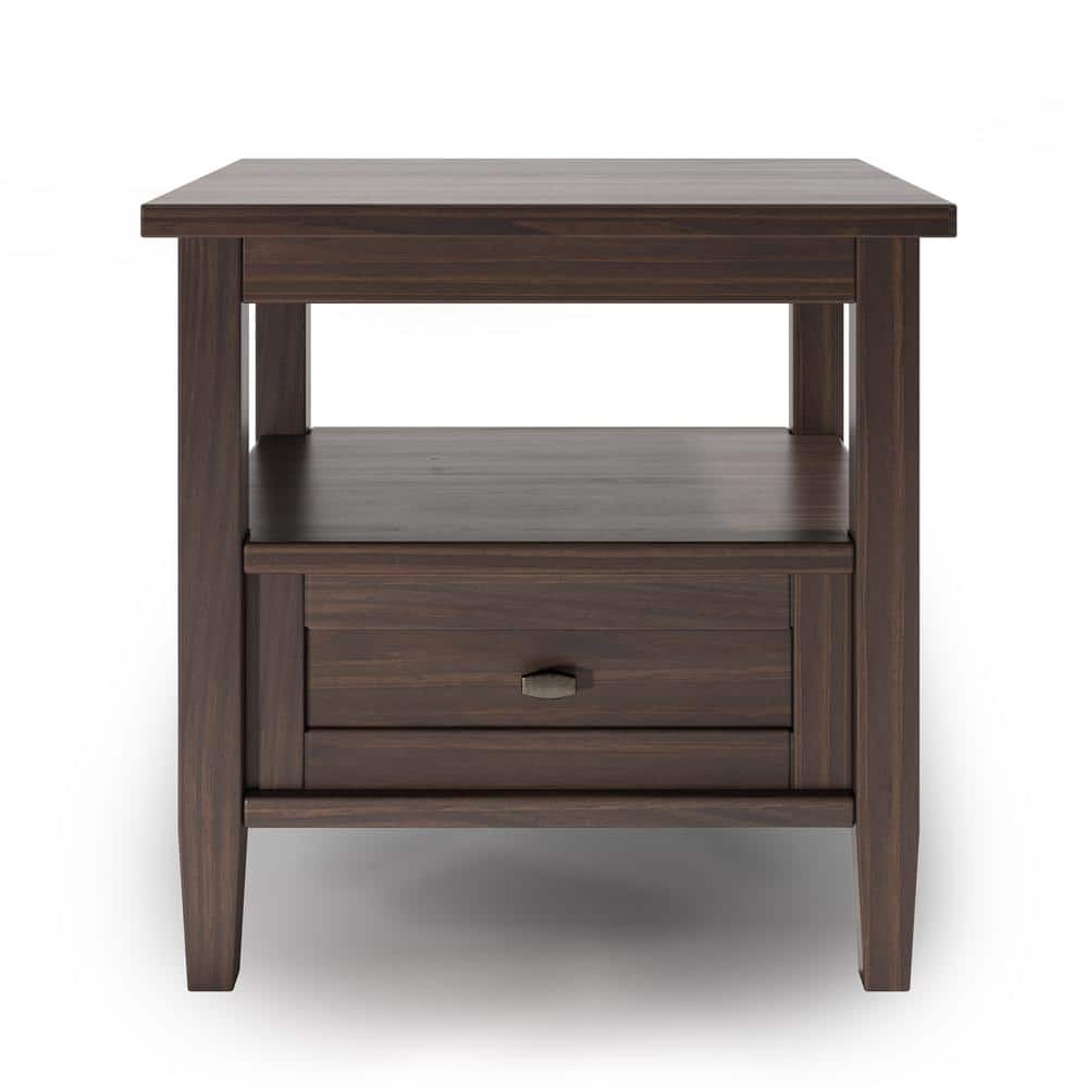 Warm Shaker Walnut Brown Solid Wood End Table with Storage