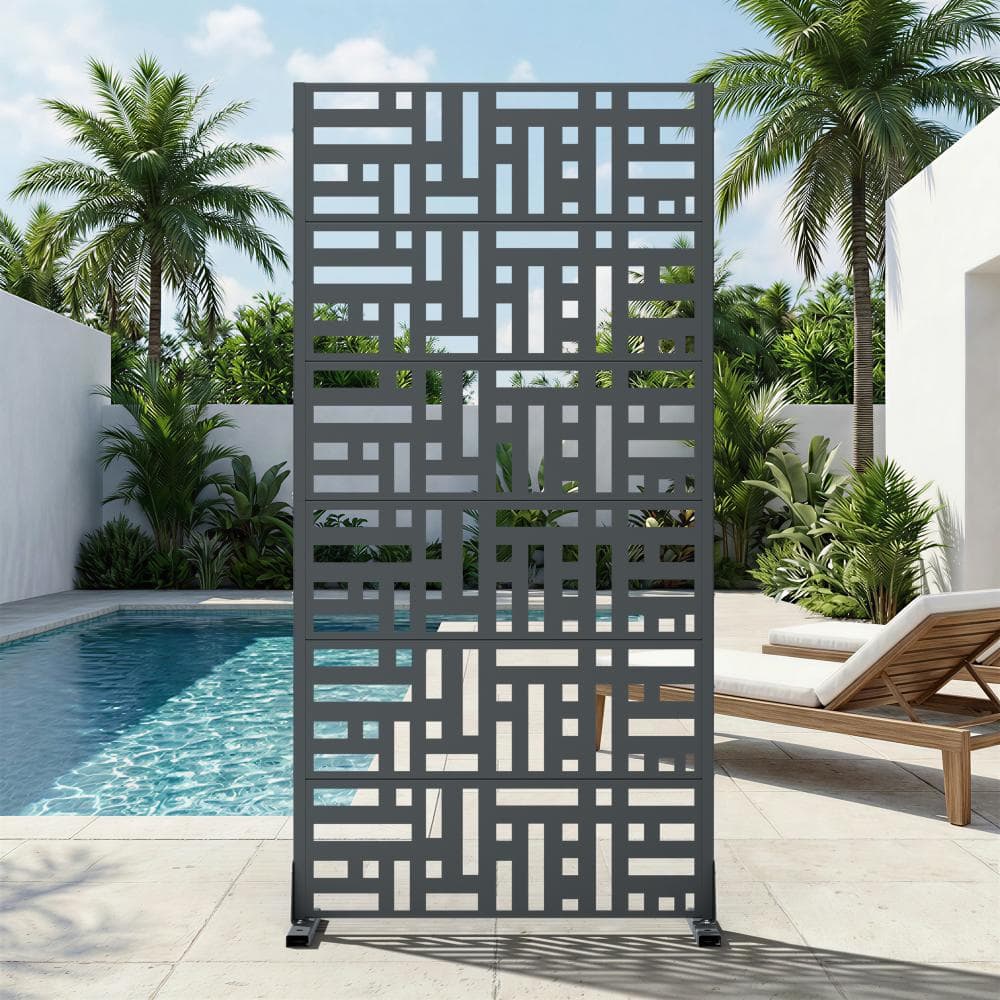 35 in. W x 72 in. H Cambrian Gray Galvanized Steel Freestanding Interlocking Block Cut Garden Privacy Screen (1-Pack) price history on PriceWatchPro